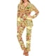 thumbnail image 1 of Conjunto de pijama largo para mujer con estampado de pizza de fondo, 1 of 4