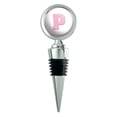 thumbnail image 1 of Letter P Initial Baby Girl Block Font Pink Shower Wine Bottle Stopper, 1 of 1