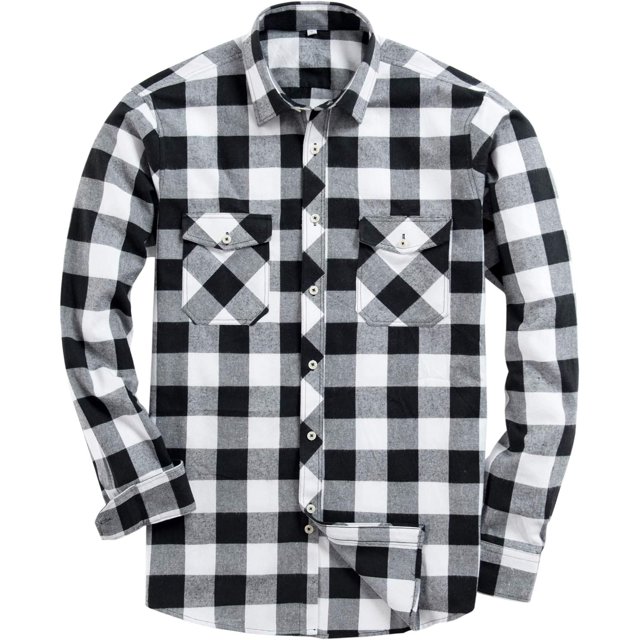 Alimens & Gentle Camisas casuales de franela a cuadros de manga larga con botones y ajuste regular para hombre