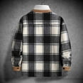 thumbnail image 4 of BRGZLK Men Coats Plaid Fashion Loose Casual Pocket Button Up Long Sleeve Turn Down Collar Thickened Cozy Blouse Coat Jacket for Fall Winter Black L, 4 of 5