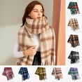 thumbnail image 4 of fvwitlyh Neck Scarfs for Women Thermal Scarf Fall Winter Scarf Classic Tassel Plaid Scarf Warm Soft Large Scarf Autumn Winter Checkerboard Scarf For Women Thickened & Warm With Tassel, 4 of 4