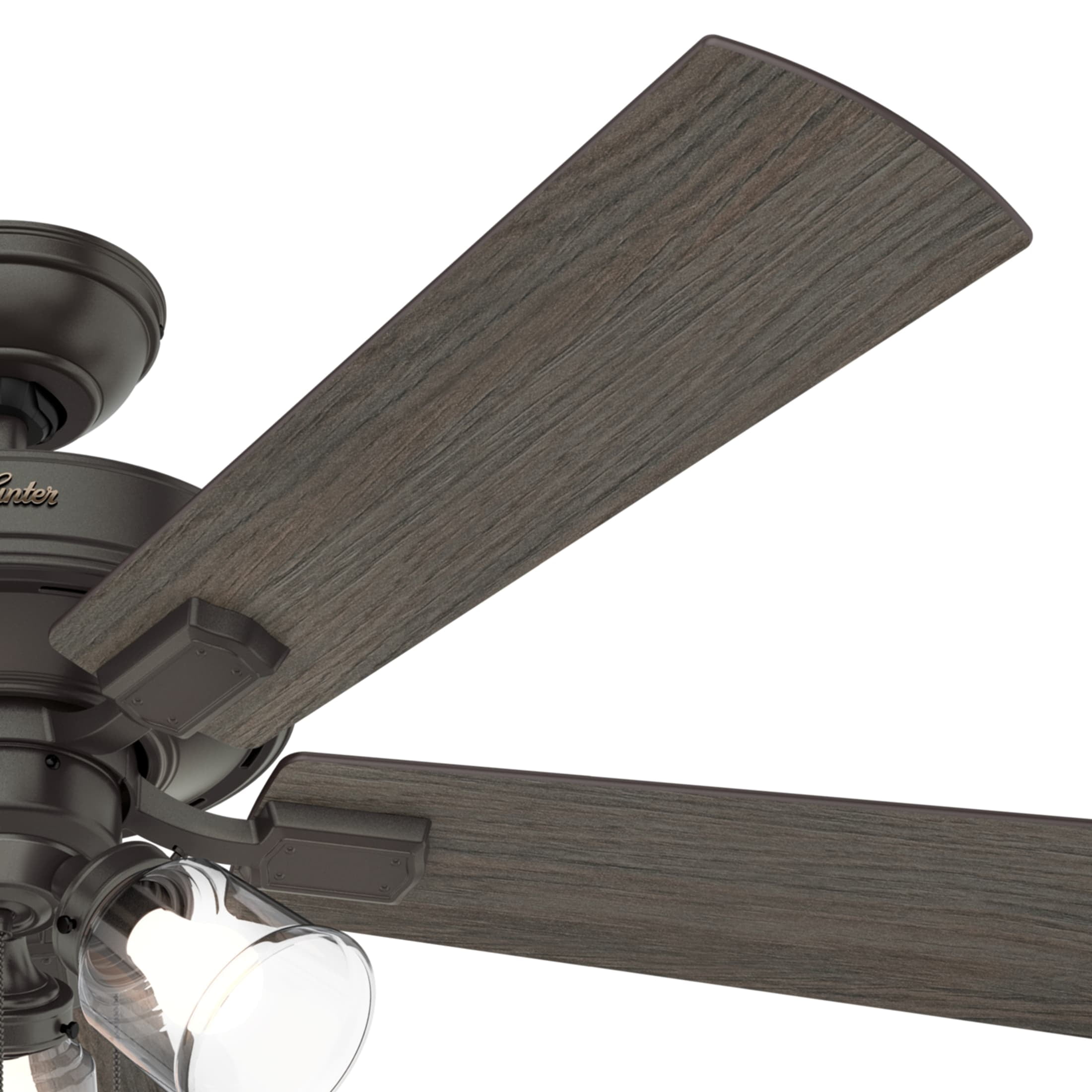 Hunter 52 inch Indoor Ceiling Fan with LED Lights and Pull Chain - Standard Mount Bronze Ceiling Fan, 5 Blades, For Bedroom, Living Room, or Kitchen, 3 inch Downrod - Crestfield 54205, Noble Bronze