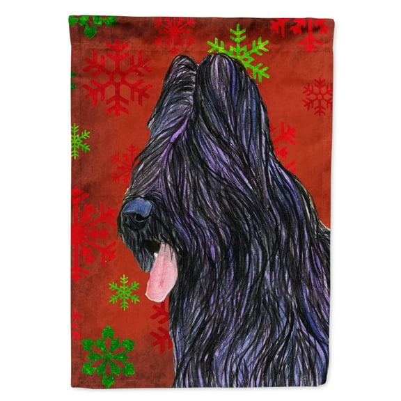 Carolines Treasures SS4696-FLAG-PARENT Briard Red and Green Snowflakes Holiday Christmas Flag  multicolor