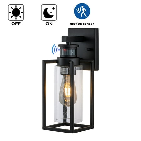 C Cattleya 1-Light Outdoor Wall Light 13.5-in Matte Black Motion Sensor Wall Lantern(E26)