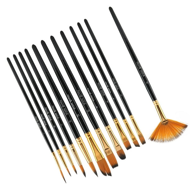 Juego de pinceles de agua, juego de 12 pinceles de madera negros, juego de pinceles de pintura, características de vanguardia