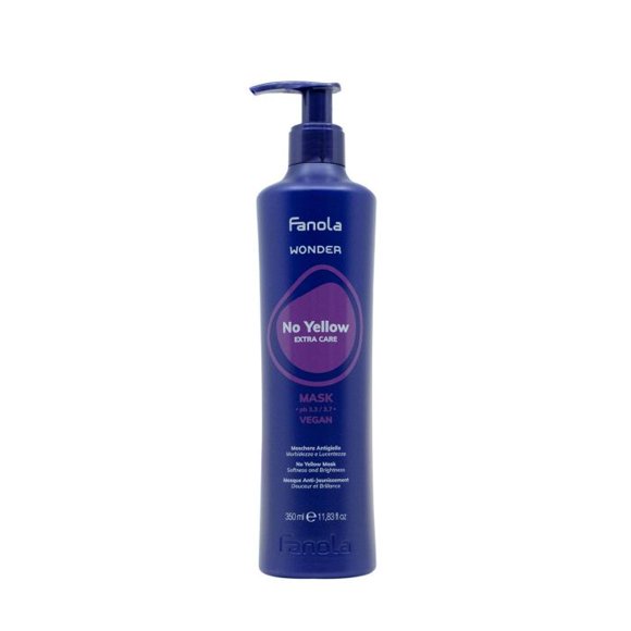 Fanola Wonder No Yellow Mask / Masque Violet Déposant de Couleur Végétalien Anti-Citron / Toner pour Cheveux Blonds, Argentés, Gris et Méchés (350 ml)