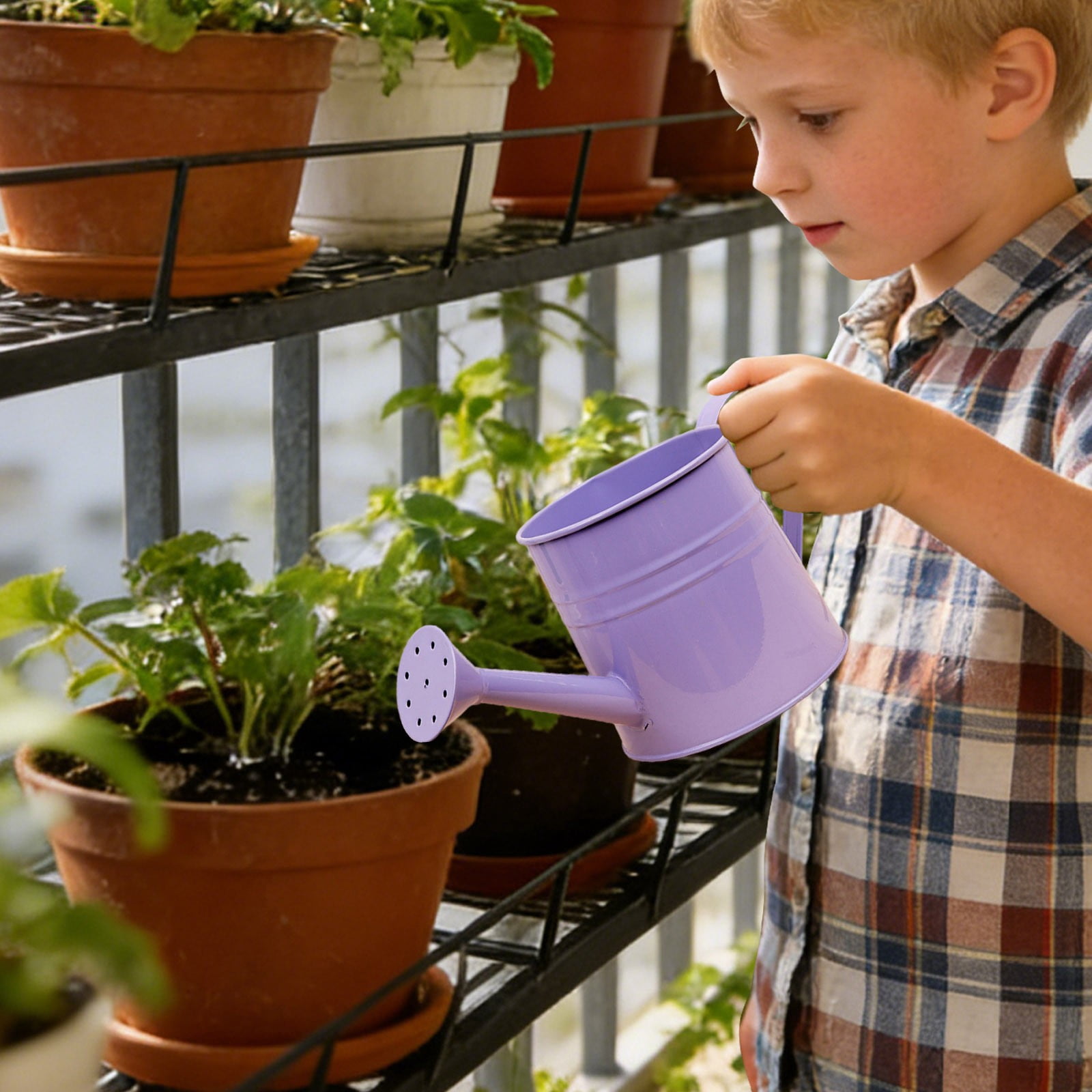 Watering Can, Small Metal Watering Can for Indoor Outdoor Plants, Mini Water Can with Ergonomic Handle, Durable Watering Pot for Potted Flowers Garden Balcony Patio