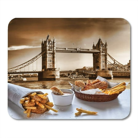 LADDKE British Fish and Chips Against Tower Bridge in London England Cuisine Lunch Mousepad Mouse Pad Mouse Mat 9x10
