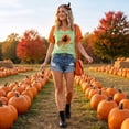 thumbnail image 5 of Textilo Halloween Print T-Shirt for Women Raglan Short Sleeve V-Neck Shirts Witch Graphic Tshirts Halloween Funny Spooky Season Vintage Tee Tops, 5 of 6