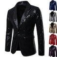 thumbnail image 4 of Kilaqueen Mens Single Breasted One Button Sequin Lapel Dress Suit Jacket Fashion Party Festival Tuxedo Club Porm Blazers, 4 of 7