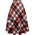 thumbnail image 1 of Falda Larga de Cintura Alta elástica para Mujer, Acampanada, a Cuadros, para Invierno, cálida Vino Largo 2XL Vino Largo 2XL Xishao ropa, 1 of 2