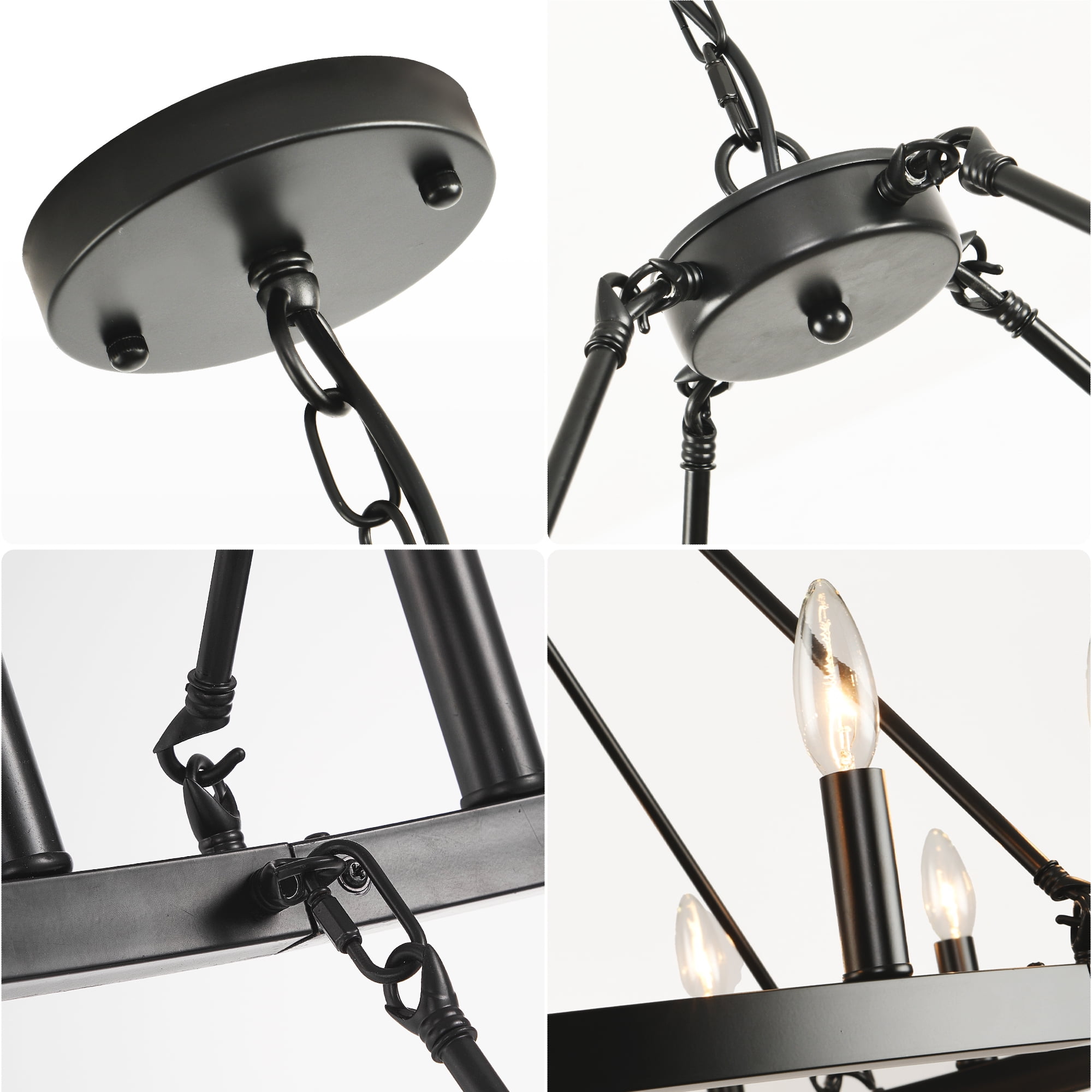 bokifol Black Chandelier Wagon Wheel,48" 2 Tier 36-Light,Extra Large Round Rustic Farmhouse Light Fixture,Foyer Chandeliers for High Ceilings,for Living Room,Dining Room,Kitchen Island,Entryway