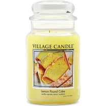 Village Candle Lemon Pound Cake, Large Glass Apothecary Jar Scented Candle, 21.25 oz, Yellow