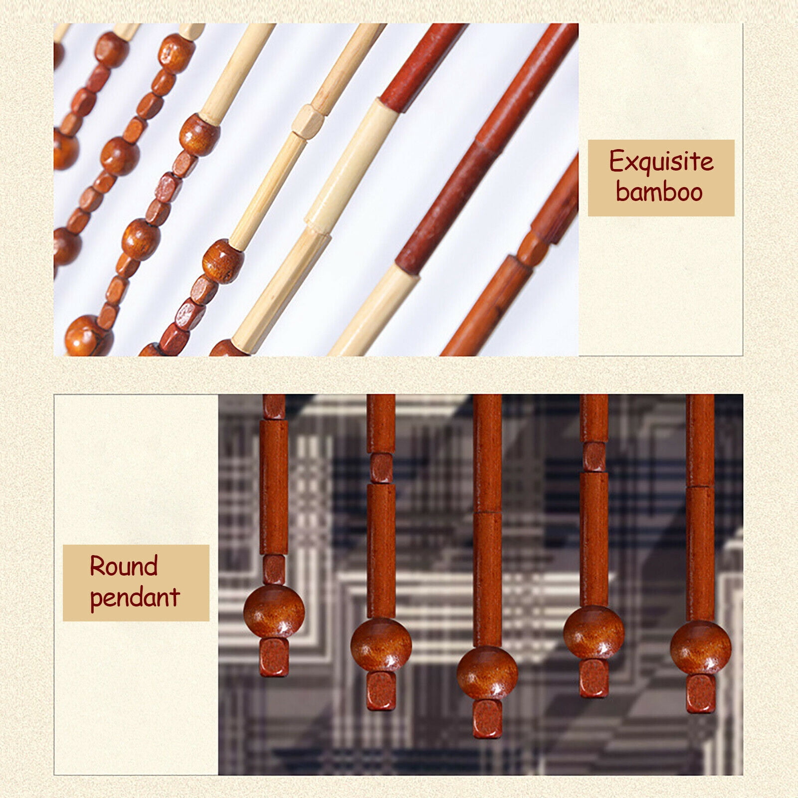 Wooden Bead Curtain Bamboo Bead Curtain Doorway String Door Curtains Screen Beaded Wooden Curtain