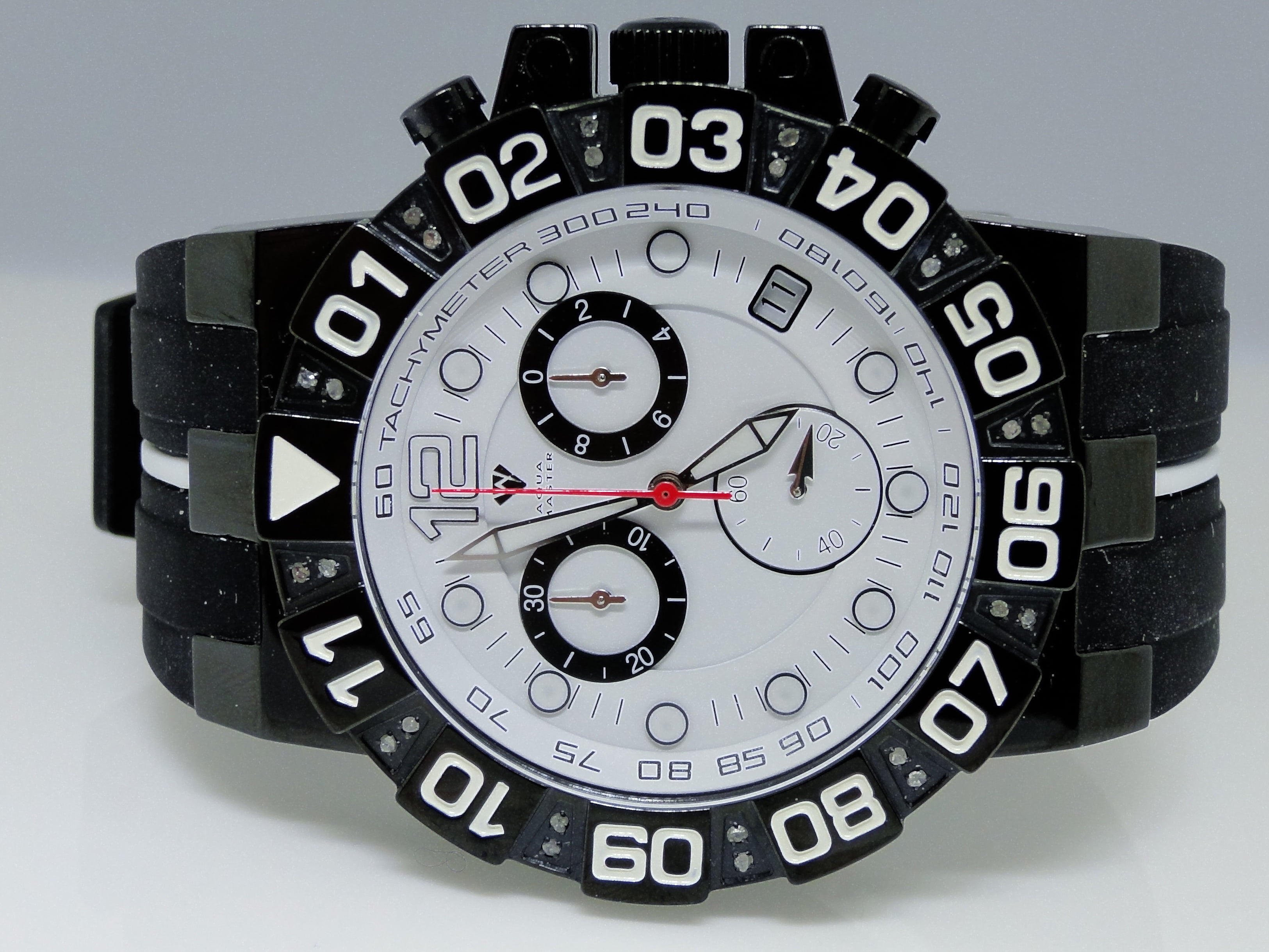 Mens Black Aqua Master Diamond Watch W 