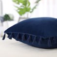 thumbnail image 3 of Velvet Decorative Throw Pillow Cover, Tassels Throw Pillow Cover, Sofa Pillow Cover, 18'' x 18'', Navy Blue, 3 of 7