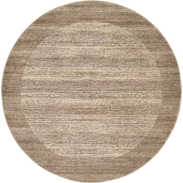Unique Loom Del Mar Collection Contemporary Transitional Round Rug, 6', Light Brown/Beige