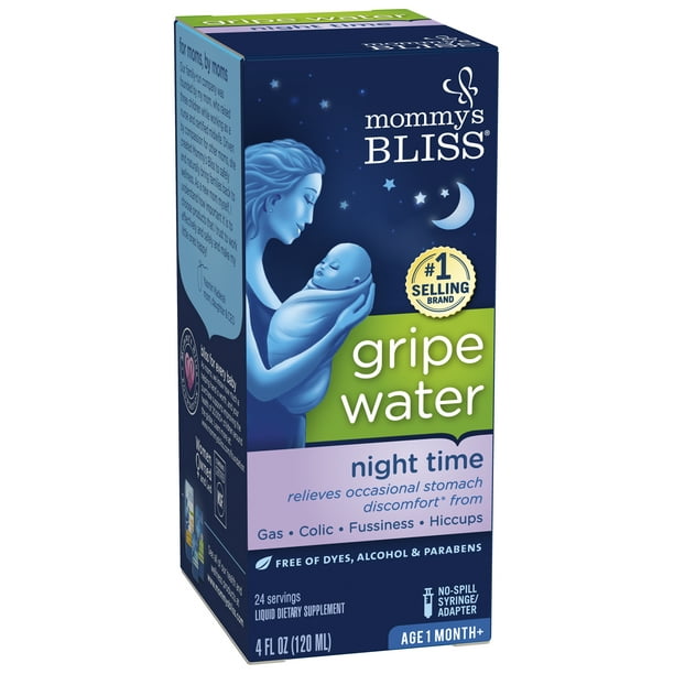 Mommy's Bliss Gripe Water Night Time, Dietary Supplement, 1 Month+, 4 fl oz,  120 ml - Walmart.com