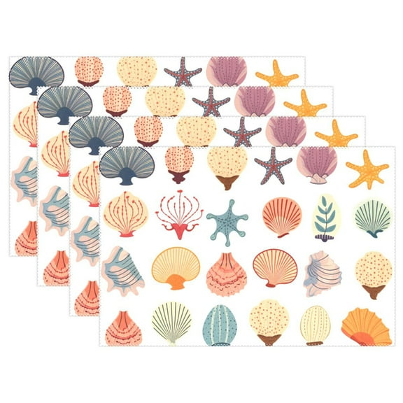 Shells and Conches 12×18 inch Placemats Heat Resistant Washable Foldable Rectangular Placemats Set Decoration Indoor Outdoor for Kitchen Dining Table 1PC