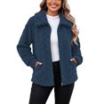 thumbnail image 2 of WIZUTIZ Women's Solid Color Double-Sided Fleece Jacquard Lapel Collar Jacket Long Sleeve Warm Winter Coat Loose Fit Cozy Outerwear with Pockets, 2 of 8