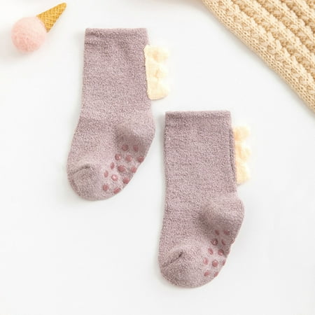 

Leutsin Autumn And Winter Baby Socks Baby Socks Non-slip Floor Socks Children s Socks Coral Fleece Thickened Dinosaur Children s Socks