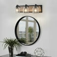 thumbnail image 3 of ACE-LIGHTS,3-Light Farmhouse Vanity Light Fixture,Bathroom Wall Sconce(Bulb Not Included) with Clear Seeded Glass Shades,Modern Industrial Design for Bathroom,Bedroom,Entrance,Passage(Black), 3 of 10