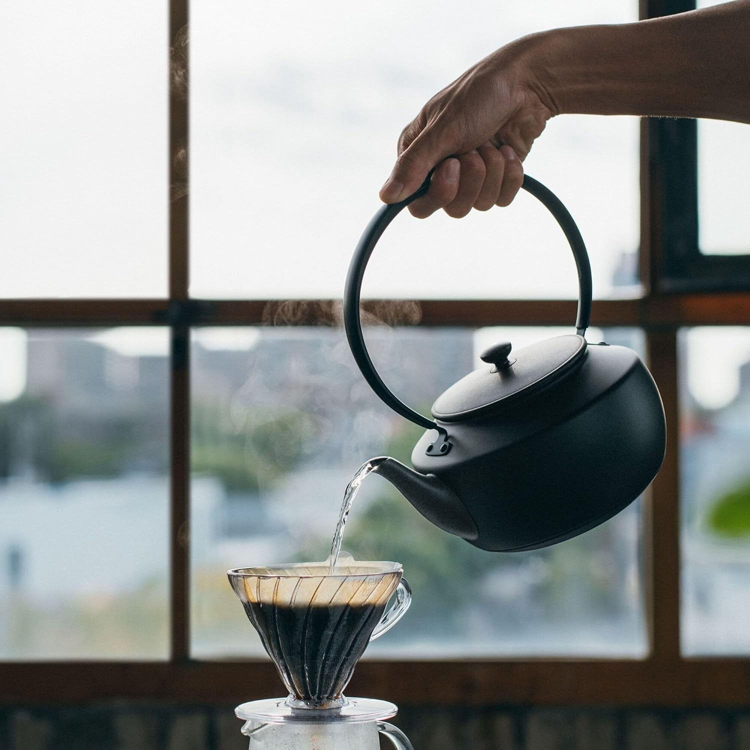 BALMUDA MoonKettle | Electric Kettle with Temp Control (122°F - 212°F) | HOLD & Keep Warm | 900ml (30 fl oz) | Soothing Ambient Light & Sound | Precision Pour Spout | Black