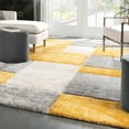 thumbnail image 6 of Well Woven Ella Yellow Geometric Boxes Thick Soft Plush 3D Textured Shag Area Rug 5x7 (5'3" x 7'3"), 6 of 7