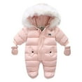 thumbnail image 6 of Liacowi Toddler Baby Girls Boys Zipper Down Jumpsuits with Gloves, Winter Snowsuit Coat Romper Jumpsuit Outfits, 6 of 8