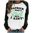 thumbnail image 2 of YWDJ Irish Pride Crop Tops for Women Long Sleeve Green Pullover Tops Irish Themed Tee Tops Clover Shirts Raglan Sleeves Patchwork Round Neck Top Round Neck Top/shirt, 2 of 4