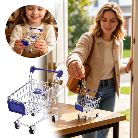 Mini Shopping Cart,Supermarket Handcart Mini Shopping Cart Mini Supermarket Storage toy Decorative Ornaments for Storage toys (toy Shopping Cart )Blue