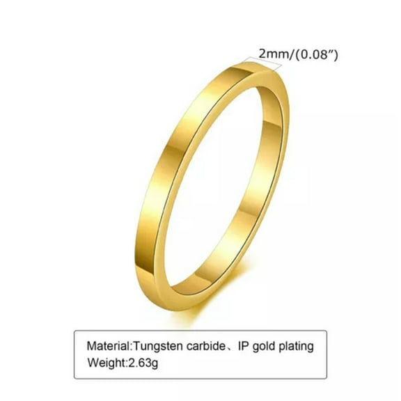 2/4/6/8mm Tungsten Carbide Band Mens Women's Gold Plating Wedding Ring Size 5-12