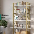 thumbnail image 4 of Dextrus 5-Tier Book Shelves and Bookcase, Steel Freestanding Open Display Storage Bookshelf Organizer for Home Office, Gold & White, 4 of 12