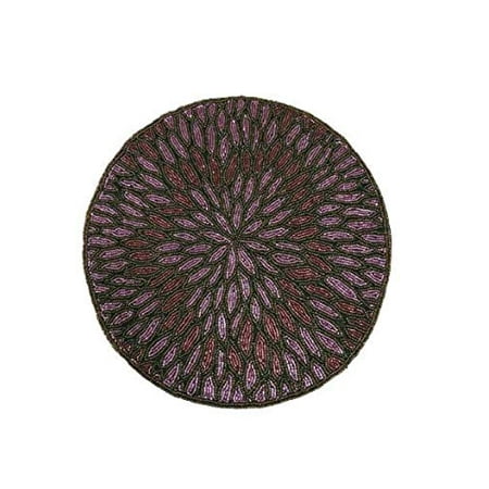 

diollo Handcrafted Beautiful Beaded Placemat Tablemat Decorative Placemat for Dining Table Purple Diamond Round Measures Approx 14 x 14 x 0.25 Inches