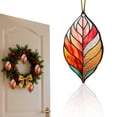 thumbnail image 2 of Stained Glass Leaf Ornaments, 3.14 inch Colorful Acrylic Fall Pendants, Flat Printed Christmas Hanging Charms, Gold Cord Decorations, Autumn Wreath Embellishments, Xmas Tree Home Holiday Decor, 2 of 5