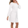 thumbnail image 6 of Aiyino Sweater for Women Lantern Sleeve Sweater Dress Solid Color Casual Pullover Knitted Dresses, 6 of 6