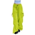 thumbnail image 4 of Mepaouo Womens Parachute Cargo Pants Quick Dry Hiking Lightweight Waterproof Baggy Joggers(Green,L), 4 of 6