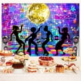 thumbnail image 4 of 10x6.5 ft Disco Ball Photo Backdrop for Parties Photography Background, Vintage 70s 80s 90s Lets Boogie Themed Music Party Backdrops Photo Booth Prop Decorations Wall Decor Tablecloth, 4 of 5
