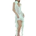 thumbnail image 1 of xiaxaixu Womenacute;s Summer Skinny Sheer Dress Solid Color Hanging Neck Irregular Ruffle Dress, 1 of 9
