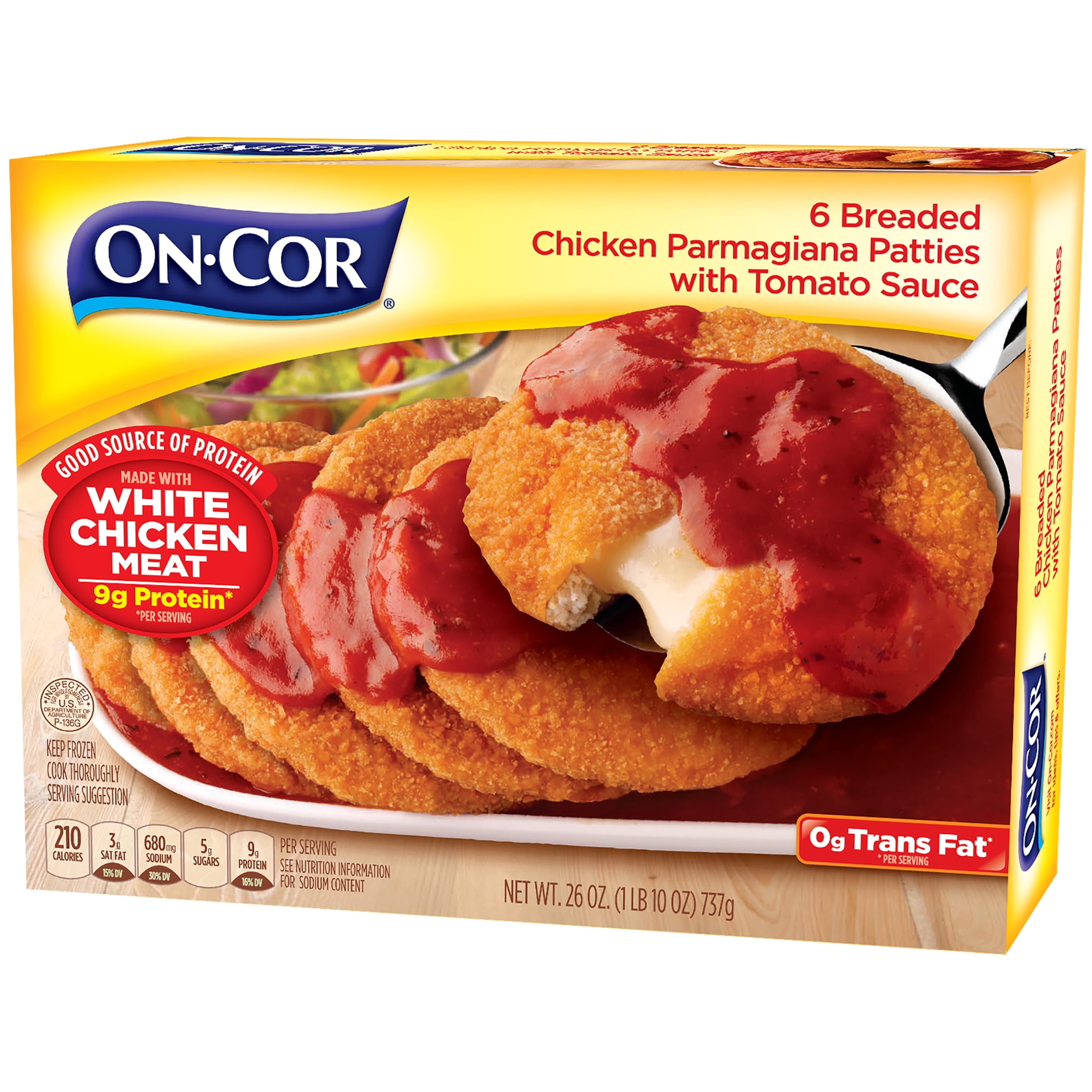 On-Cor Chicken Parmagiana with Tomato Sauce Packaged Meal, 26 oz, (Frozen)