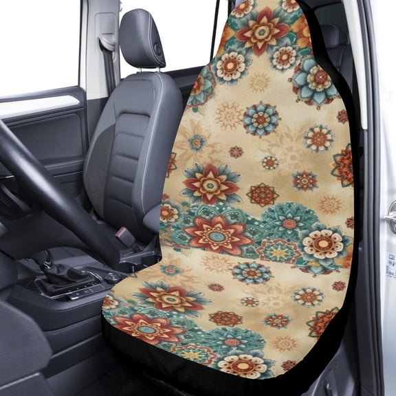 Bulopur Boho Mandala Car Seat Covers Set Of 2 High Back Stretchy Car Seat Protector Cover for Women Comfortable Auto Seats Covers for SUVs Trucks Van Sedans