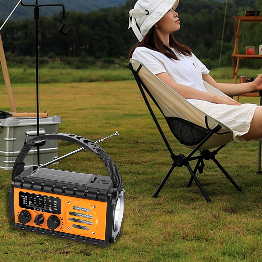 HUISZJ Hand Crank Emergency Radio Solar Powered Radio Portable Weather Radio Solar Radio for Outdoor Camping Emergency(Orange)
