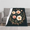 thumbnail image 2 of Durable Soft Flannel Blanket - Cozy Floral Design with Pastel Colors Perfect for Sofa Travel Bed and Chair - Warm & Elegant, 2 of 7