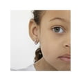 thumbnail image 4 of Channel Set CZ Pink 8mm Earrings Hoop/Huggie Safety Latch - Sterling Silver, 4 of 7