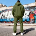 thumbnail image 3 of Domzest 2026 New Mens Track Suits 2 Piece Set Tracksuit Jogging Hoodies Full-Zip Loose-Fit Winter Sports Long Sleeve Matching Round Neck Suits Sets With pocket Green L-Large, 3 of 7