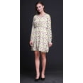 thumbnail image 6 of Bimba White Lily & Lotus Floral Button Down Midi Dress Women Tunic Long Sleeve Smocked Top-Small, 6 of 7