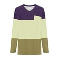 thumbnail image 4 of Ahdbta Women's Tunic T Shirts Color Block Striped Plus Size Long Sleeve Tops Sexy V-Neck Loose Fitted Thin Blouses with Pockets, 4 of 4