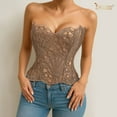 thumbnail image 2 of JASGOOD Corset Top for Women Textured Sheer Floral Lace Bustiers Cincher Lace-up Corset Overbust Top, 2 of 8