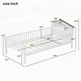 thumbnail image 4 of White Twin Size Wood Platform Bed with a House-shaped Headboard and Built-in Storage, Including LED Lights, 4 of 17