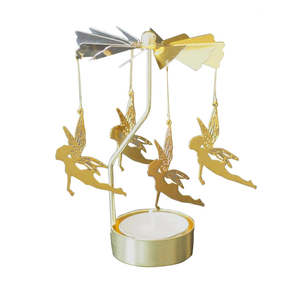 Christmas Candle Holders, Rotating Candlestick, Gold